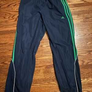 Adidas Navy Track Pants with Green Accents